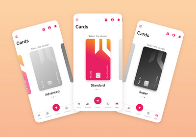 Cards-PassTo app cards credit cards debit cards design international transfer money ux