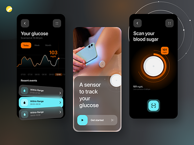 Medical app - Glucose app app design application care glucose health healthcare medicine mob mobile app ui ux