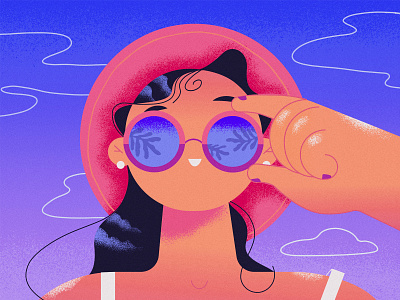 Vacation art cartoon character character design exotic girl glasses holidays illustration summer summertime vacation vector