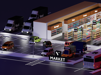 Vori - Grocery Shopper view 3d 3d illustration blender blog branding grocery illustration industry modeling render supply chain technology vori