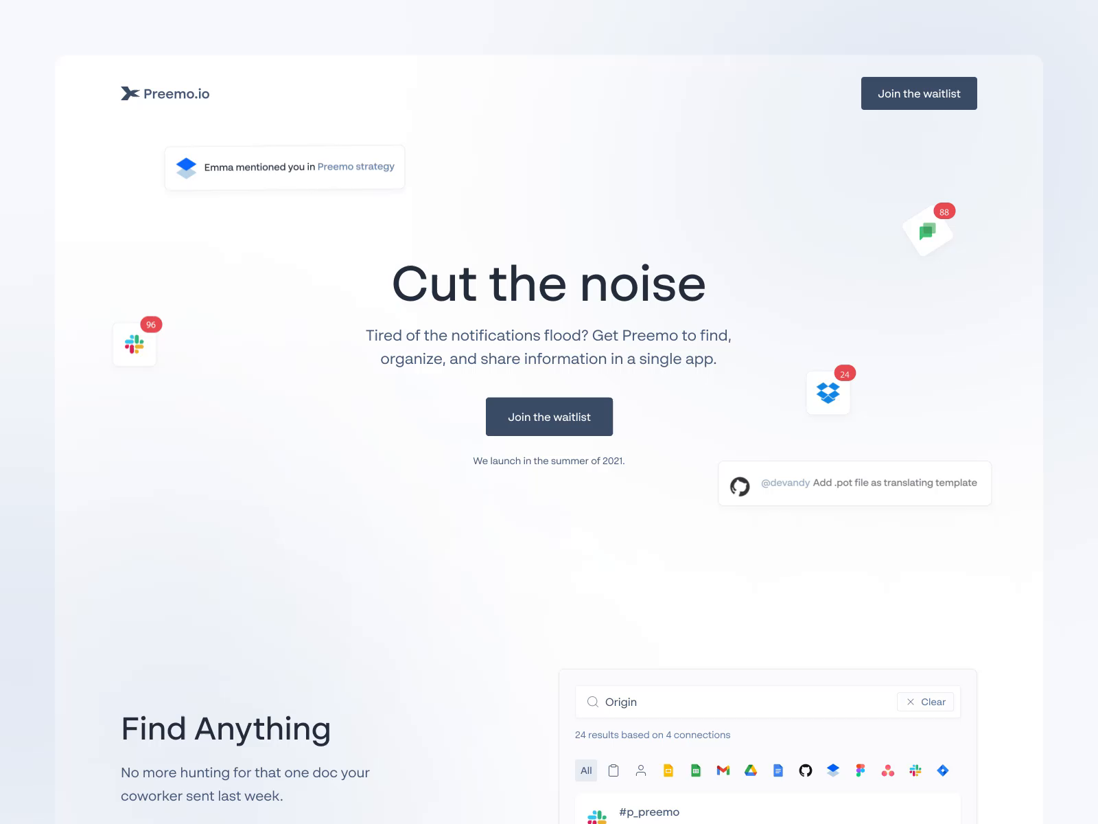 Example of 🧰 Preemo — landing page