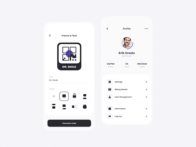 qr details & user profile anoshko app clean design details edit mobile profile qr settings ui ux