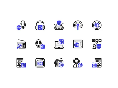 Online Radio Icons (Plava) button icon iconography illustration line logo radio ui ux