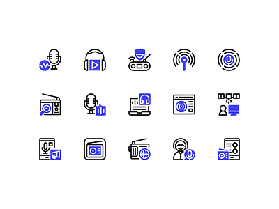 Online Radio Icons (Plava) button icon iconography illustration line logo radio ui ux