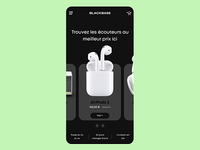 BlackBass Shopping App adobe xd apple delivery ecommerce figma headphones headset homepage interface music order paris shop slider store ui ui animation ux website xd