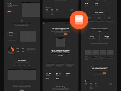 Sections Fireframe Kit application black branding craftwork dark design graphic design landing logo ui vector web website wireframe