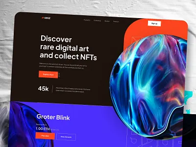 NFT Website Header Design cryptoart header hero hero area hero image hero section homepage landing landing page landingpage nft nft landing page nft website nft website design rarible uidesign uxdesign web banner webdesign website design
