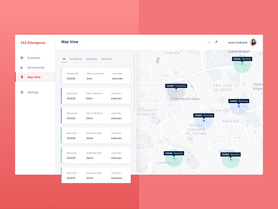 112 Emergency SAAS clean design ui ux