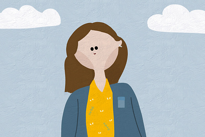 Portraits turned cute- Happy on a Cloudy Day design illustration