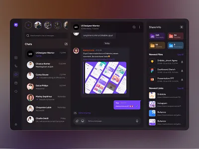 #Exploration UI Messanger. Dark Theme app chat design illustration minimal ui uiux