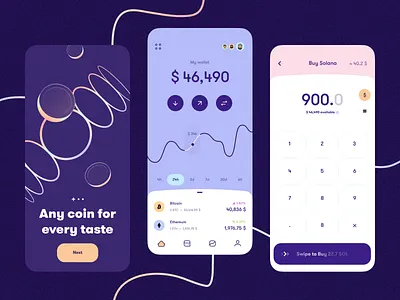 Crypto wallet - Mobile App app app design bitcoin blockchain crypto cryptocurrency ethereum mobile app mobile app design mobile design mobile ui wallet
