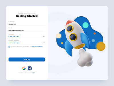 Sign Up app branding clean design dribbble flat illustration login logo mobile register rocket sign in sign up sketch ui ux vector web