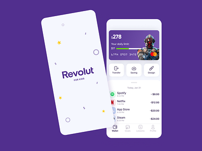 Design concept children mobile App for Revolut app apple pay clean ui concept equal fintech google play mobile mobile app platform saas