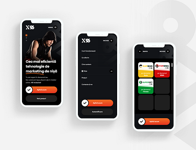 Two-tier Mobile Menu adobe xd app screen clean design dark design dark mode design iphone mobile mobile app mobile design mobile menu mockup design web design