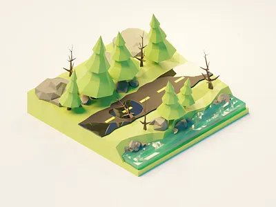 Forest Road - Episode 2 Polygon Runway 3d blender illustration lowpoly polygon runway polygonrunway