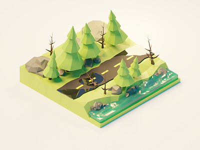 Forest Road - Episode 2 Polygon Runway 3d blender illustration lowpoly polygon runway polygonrunway