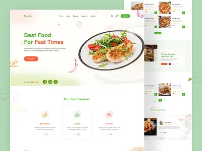 Restaurant Landing Page branding clean design food app food delivery food template graphic design homepage illustration landing page minimal restaurant restaurant branding typography ui uiux website