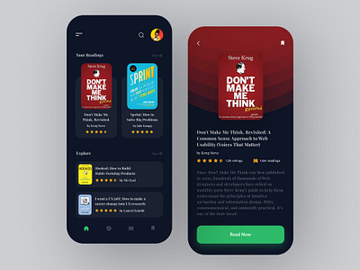 E-book App Design app app design app designer book app books dark mode dark version e book app e education e library e reading ebook app education app minimal app mobile online book online library ui ui design ux design