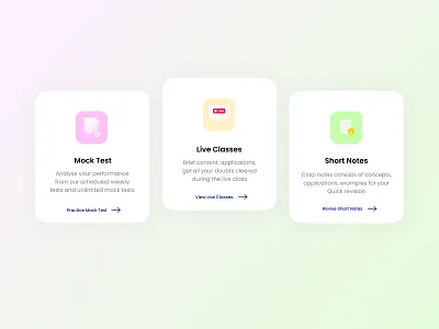 Exam Features UI cards animation app card concept design illustration logo ui ux vector website