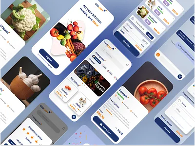 Online Grocery App Design concept app branding design illustration logo typography ui vector