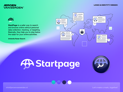 Startpage™️ - Unused Logo Proposal branding data logo logo mark magnifying glass page private private search pulse radar search search engine startpage symbol umbrella visual identity design