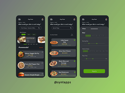 "Easy Recipe" recipe finder App Concept UI Screens # 3,4,5 adobexd app app concept chef cooking food food app mobileapp mobiledesign mobileui mockup recipe recipe app recipe app concept wireframe