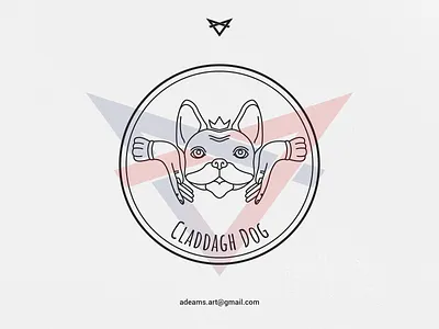 Claddagh Dog badge design black and white branding design dog illustration line art logo minimalist monoline sticker symbol vector