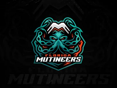 Florida Mutineers mascot logo redesign branding design e sports florida mutineers illustration logo mascot mascot logo octopus squid typography ui ux vector