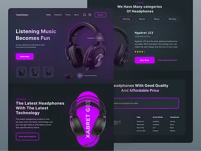 Headphone Landing Page dark darkmode design headphone headphonelandingpage interface landingpage ui uidesign uiux ux uxdesign uxui website