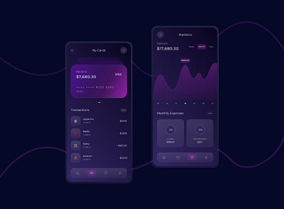 Wallet App app application card cards chart charts dark dark app finance finance app history mobile mobile app mobile design ui user experience user interface ux wallet wallet app
