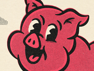 Who loves bacon? 40s 50s character comic design distressed illustration retro texture vintage