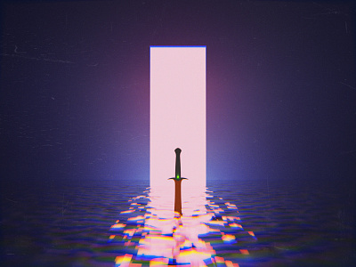 Hero Is Born 3d3dart blender design game glitch hero illustration mood river sword vintage water