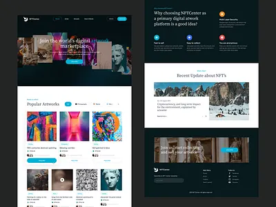 NFTCenter - NFT Marketplace bitcoin crypto cryptocurrency forex landing page marketplace nft online store store token trade ui design uiux uiuxdesign website