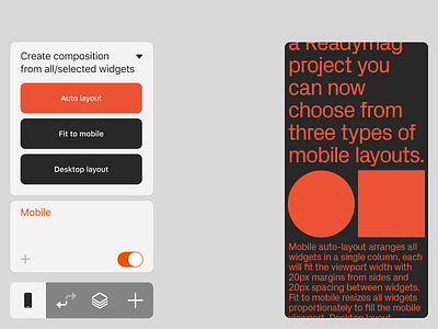 Design mobile layouts faster auto automatic design desktop interface layout mobile readymag ux