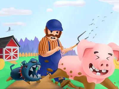 Sparkle Piglet - Bomberman based Casual Mobile Game action adventure animals art casual games dog enemies farm farmer games mobile mobile games nature pig piglet sparkle piglet thinking