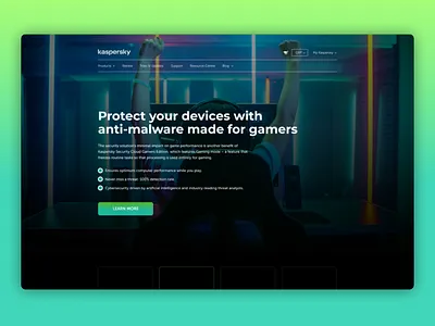 Kaspersky Security Cloud Gamers Edition - Landing Page game game mode game online minimalist online page project security site website