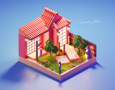 Classic Chinese Training Dojo 3d 3d illustration creative design graphic design isometric design lowpoly design