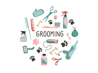 Animal grooming animals art barbershop cartoon character cute design dog graphic design grooming illustration pet vector