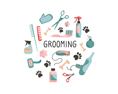 Animal grooming animals art barbershop cartoon character cute design dog graphic design grooming illustration pet vector