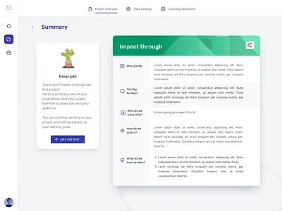 Project Summary Card design impact strategy layout project card summary ui vector