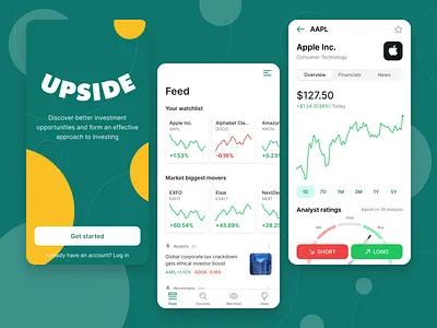 Investing App app bank chart feed finance fintech investing mobile money news portfolio price stocks tracker trading ui