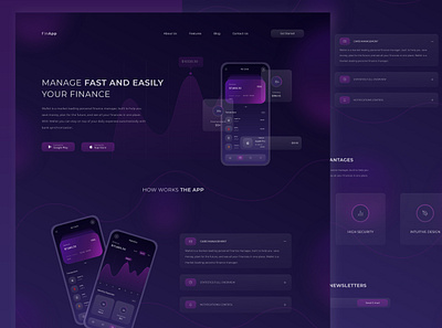 Wallet App Landing Page dark dark design dark landing dark website finance landing landing landing page ui ui ux user experience user interface ux ux ui wallet landing web web design website website design