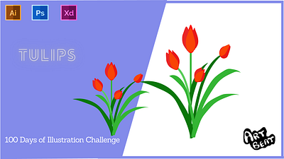 Day-14-Plant Illustration-Tulips branding design flat graphic design illustration logo typography ui ux vector