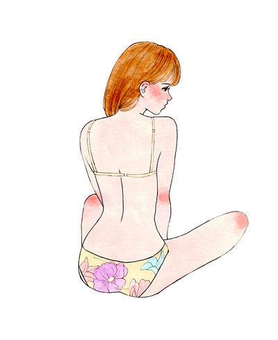 A Woman in Swimwear drawing girl illustration summer woman