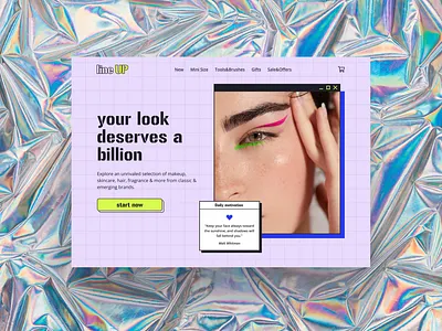 Make up landing page 90s body cosmetic dribbble eccomerce landing page make up online retro self care shop shopping skin care technology ui ux design web website woman