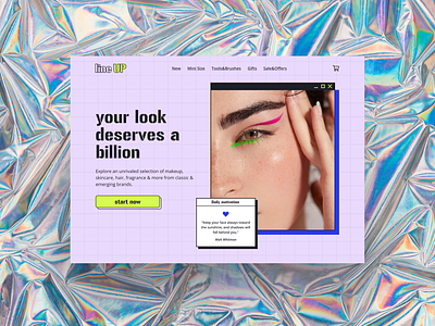 Make up landing page 90s body cosmetic dribbble eccomerce landing page make up online retro self care shop shopping skin care technology ui ux design web website woman