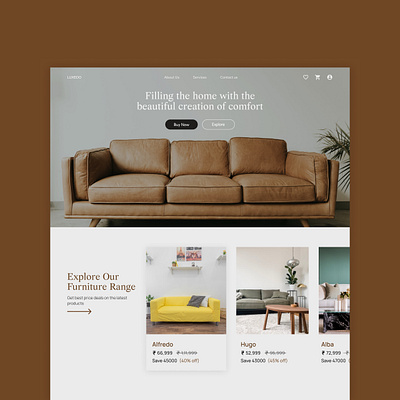 Luxedo- Furniture Web Design branding concept dailyui furniture industrialdesign minimal