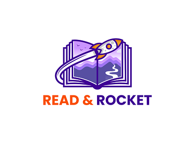 Read & rocket art branding combination logo creative design designer education fun design graphic design illustration logo logodesign logodesigner logodesigns logos playful design rocket logo space design spaceship vector