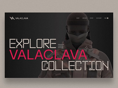 Valaclava - premium gamewear NFT - website animation black design digital motion nft red ui ux web web design website white