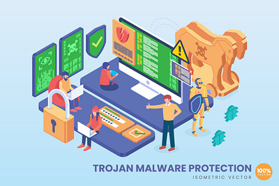 3D Malware Protection Vector Concept 3d 3d illustration banner business concept design development illustration landing landing page page process technology ui ui kit user interface ux web design website